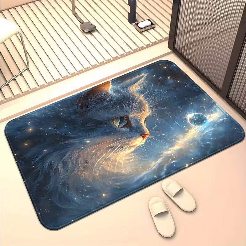 Cartoon Cat Floor Mat Entrance Entrance Crystal Velvet Dirt-resistant and Wear-resistant Foot Mat Floor Mat