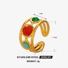 Stainless Steel Multi Layer Lines Rings for Women Men Vintage Colorful Resin Semi-Circle Bead Opening Rings Banquet Jewelry Gift