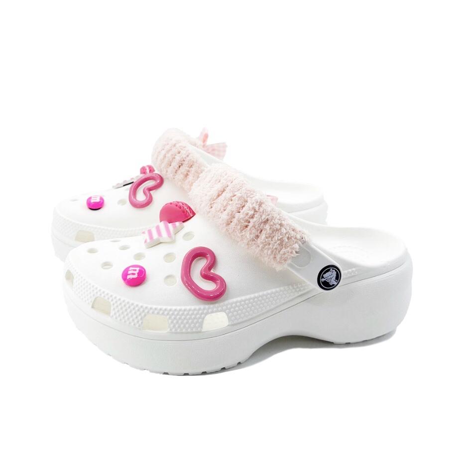 Crocs Classic Platform Clog EVA Lipstick Bow Beach Girl Campus Style Hole Shoes Unisex White