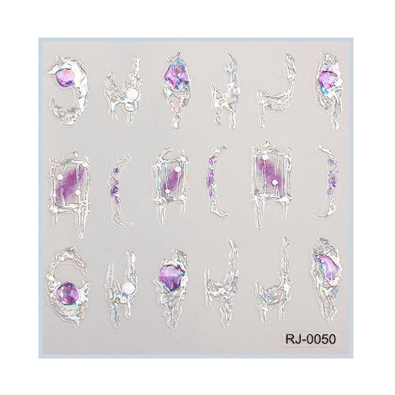 Silver Nail Art Sticker 5D Embossed Glitter Nail Art Stickers DIY Nail Decals