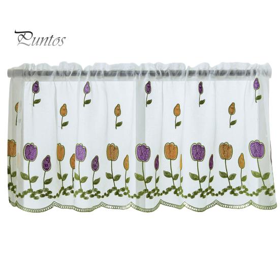 1 Sheet  Window Sheer Perforated Delicate Polyester Beautiful Embroidered Window Voile Curtain Household Supplies