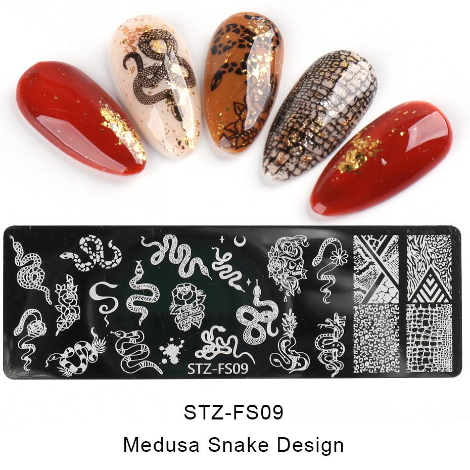 1Pc Snake Nail Art Stamping Plates Wild Animal Prints Leopard Tiger Skins Nail Stencils Flower Lace Stamping Templates