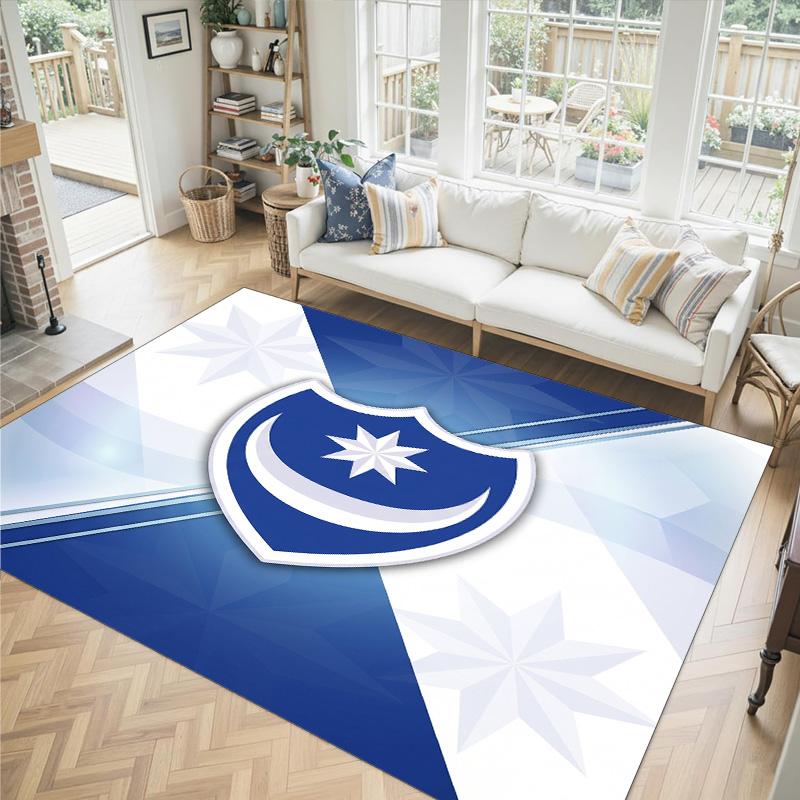 Portsmouth FC Design Kristall-Samt-Teppich Gemütlich Nicht?Rutschfester Teppich mit Aufdruck für Schlafzimmer Wohnzimmer Eingang