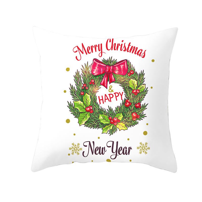 Christmas Peach Skin Pillow Cover Nordic Sofa Cushion Cover Cartoon Print Pillow Cover