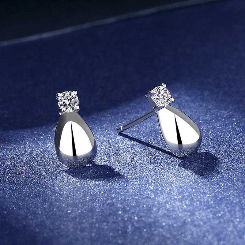 

Diamond-encrusted Geometric Water Drop Stud Earrings Women s Simple Personality Light Luxury Earrings Oval Beanie Ear Jewelry