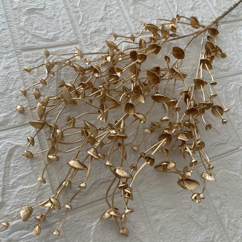 Artificial Golden Eucalyptus Hydrangea Fan Leaf Fake Flower Wedding Photography Home Hotel Ginkgo Leaves Plant Accessories Decor