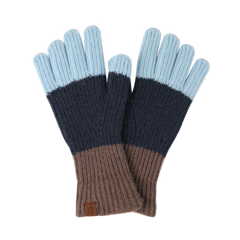 Autumn and winter new products, long contrasting colors, gloves, finger-exposed knitted wool gloves, windproof thickened warm gloves