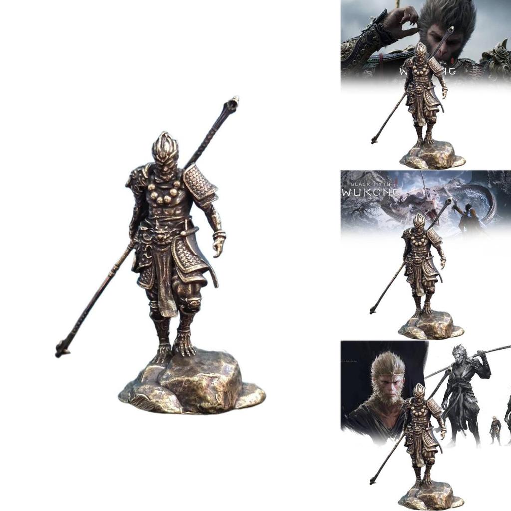 Stunning Black Wukong Mini Statue Crafted From Durable Copper For Collectors