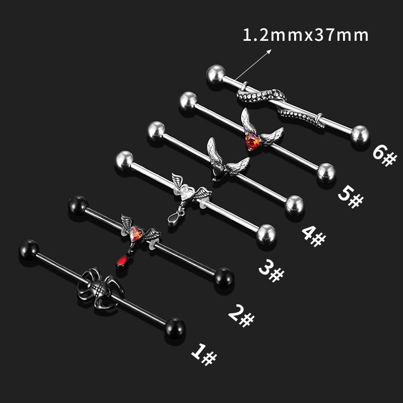 Промышленный пирсинг-штанга из нержавеющей стали со вставками из циркона Size 6