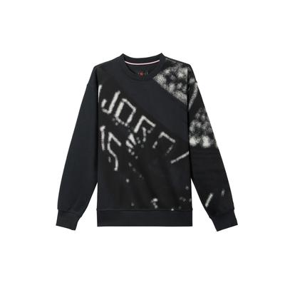 Jordan Buchstabenmuster Fleece Bequem Weich Warm Rundhals Pullover Sweatshirt Herren Sweatshirt Grau Schwarz HF9314-045