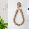 Hemp Rope Tissue Holder: Solid Wood & Cotton Woven Towel Rack, Creative No-Drill Roll Paper & Face Towel Storage Shelf