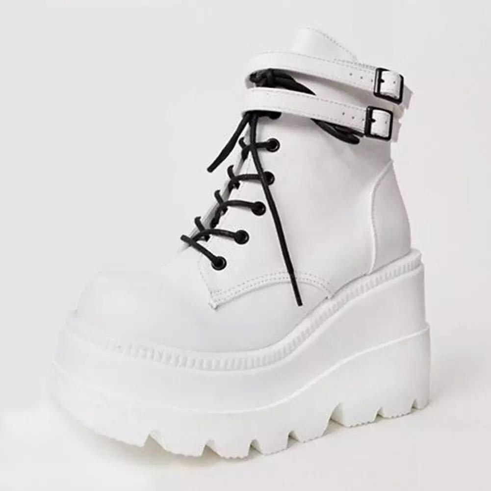 NEW Big sizes 43 Platform High Heels Autumn Winter Wedges Shoes Ankle Boots Women