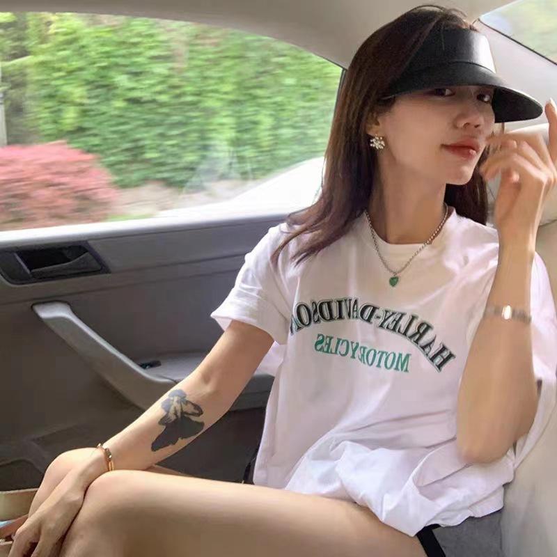 Cotton Short-sleeved T-shirt Women's Loose Original Style New Letter Printing Student T-shirt Ins Women's Fashion