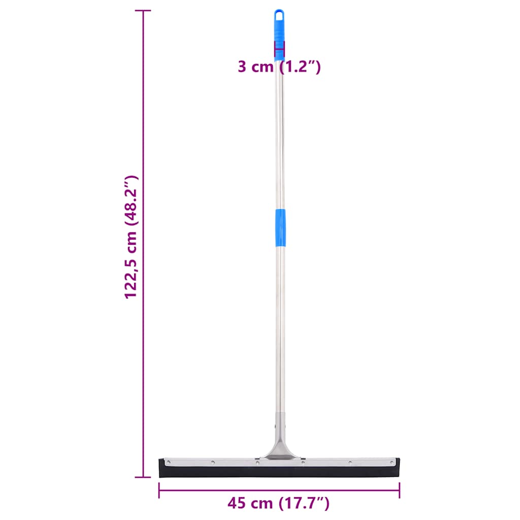 Floor Squeegee with Handle 45x122.5 Cm Steel and Rubber