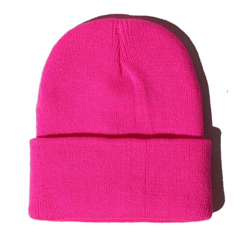 Unisex Fluorescent Acrylic Beanie – European and American Candy Color Knit Hat for Autumn and Winter