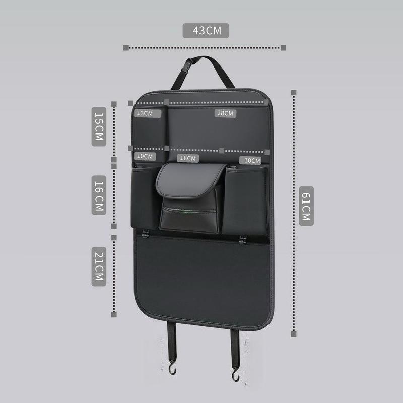 Car Backseat Organizer with Foldable Table Tray,Premium PU Leather Material,Compatible with Most Vehicles,Inner Car Accessories