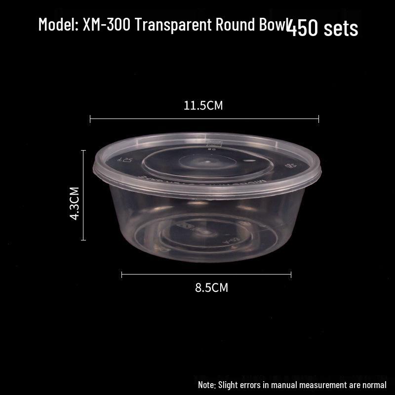1000ml Round Transparent Plastic Takeaway Food Container with Lid
