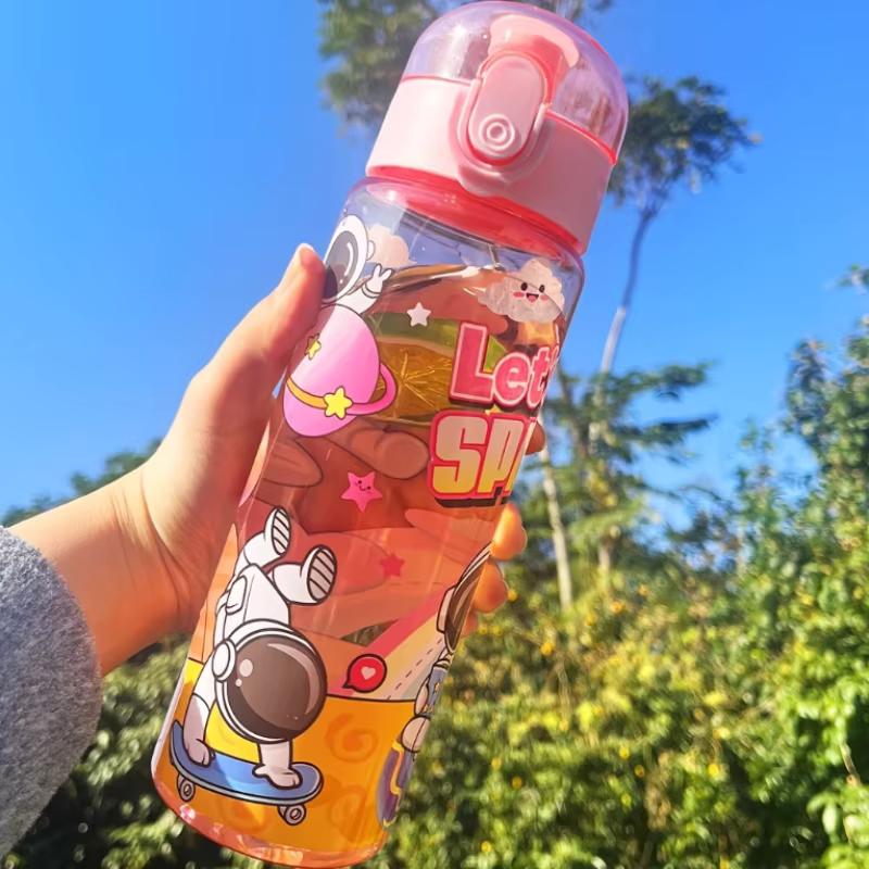 780ML Cute Cartoon Motorcycle Sports Water Bottle Comes with Sealed, Bouncy Lid and Carrying Strap. Ideal for Outdoor Activities