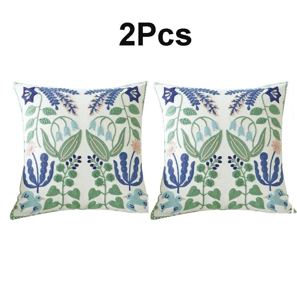 

2Pcs Embroidered Throw Pillow Covers 18x18 Inch Cushion Cases Pretty Decorative Pillow Covers Bed