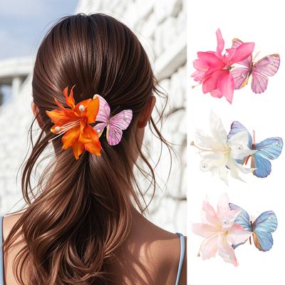 Large Sunflower Flower Pearl Hair Clips Fashion Hair Accessories Elegant Two Flowers Hair Claw For Women Girl