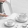 White Silver Edge Porcelain Dinner Plate Ceramic Salad Soup Bowl Pasta Steak Plate Dining Room Home Kitchen Tableware Decoration