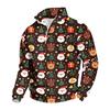 Men's Casual Quarter-Zip Stand Collar Sweatshirt with Christmas Print, Holiday Pullover