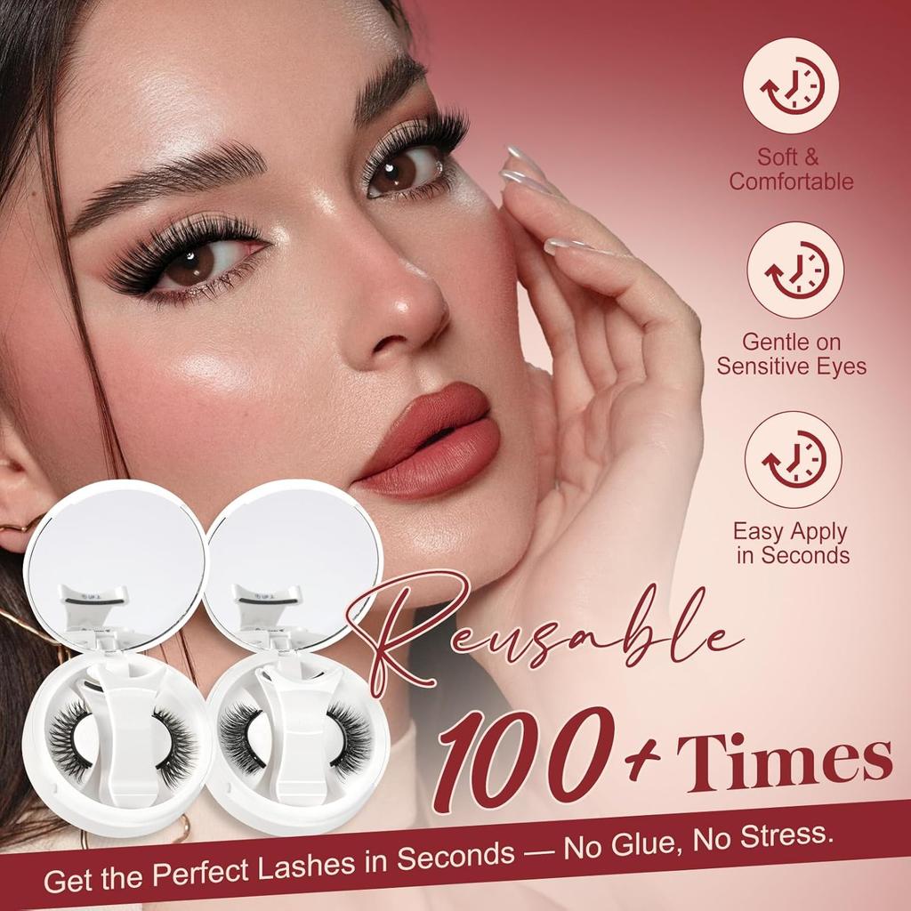 lace Magnetic Eyelashes with Applicator 2 Pairs Magnetic Eyelashes No Glue Needed Reusable Magnet Lashes Natural Look Easy to Wear