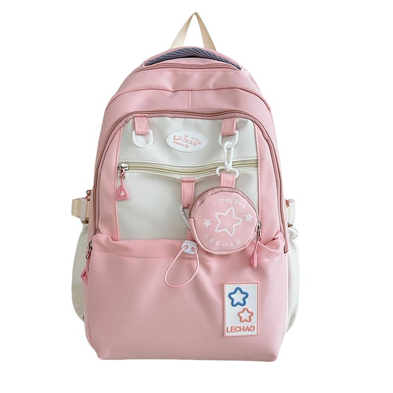 style versatile girl cute backpack contrasting color splicing primary and secondary school students lightweight backpack
