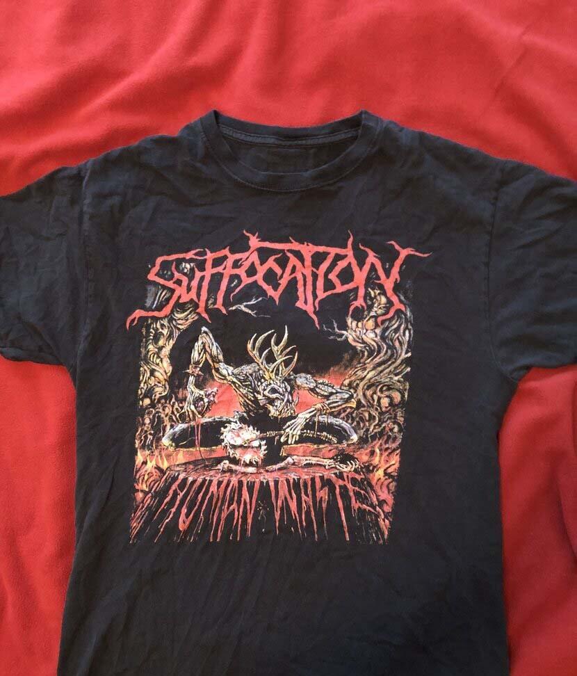 Vtg Suffocation Band Short Sleeve Cotton Black Full Size Unisex Shirt MM178 S разноцветный