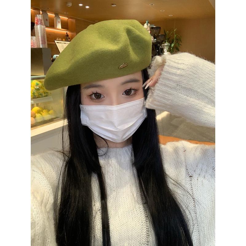 Korean New High Quality Wool Beret for Women In Autumn and Winter Versatile Temperament Retro Face Showing Small High End Hat