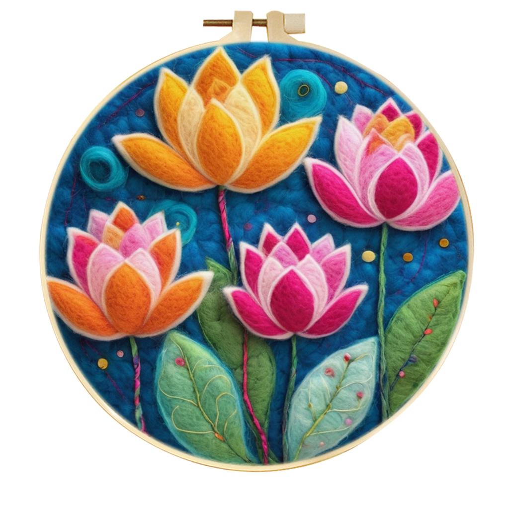 Funny DIY Wool Felting Embroidery Kit Felt With Pictur Ins Creative Flower Wool Needle Felt Set Home Decoration Art Craft