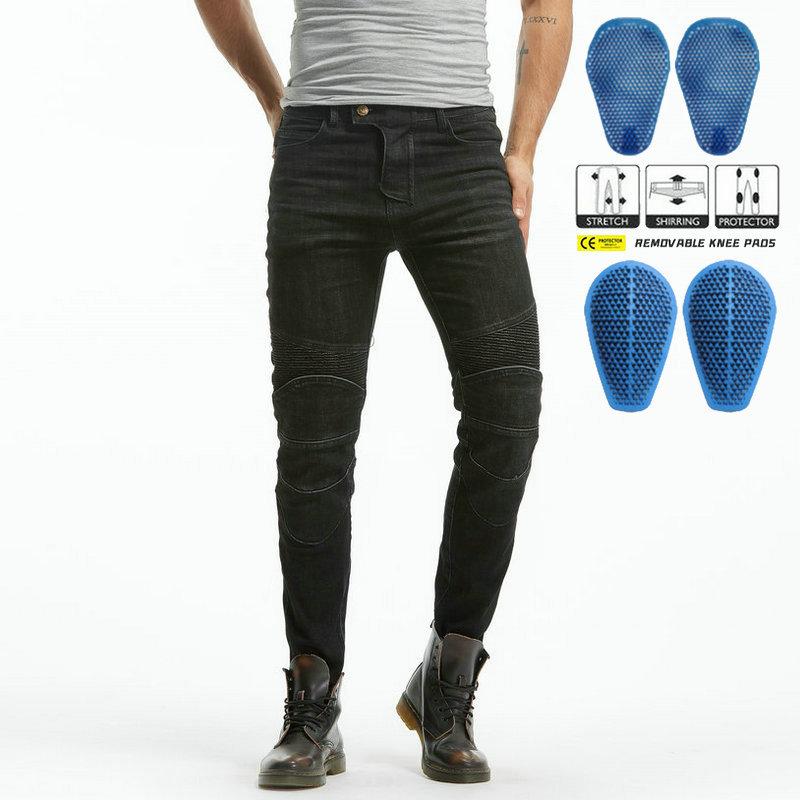 Motorradjeans Herren Retro und Alt Lässig Motorradhose, Elastische Radfahrer Ritter Anti-Drop Hose, Silikon Schutzausrüstung