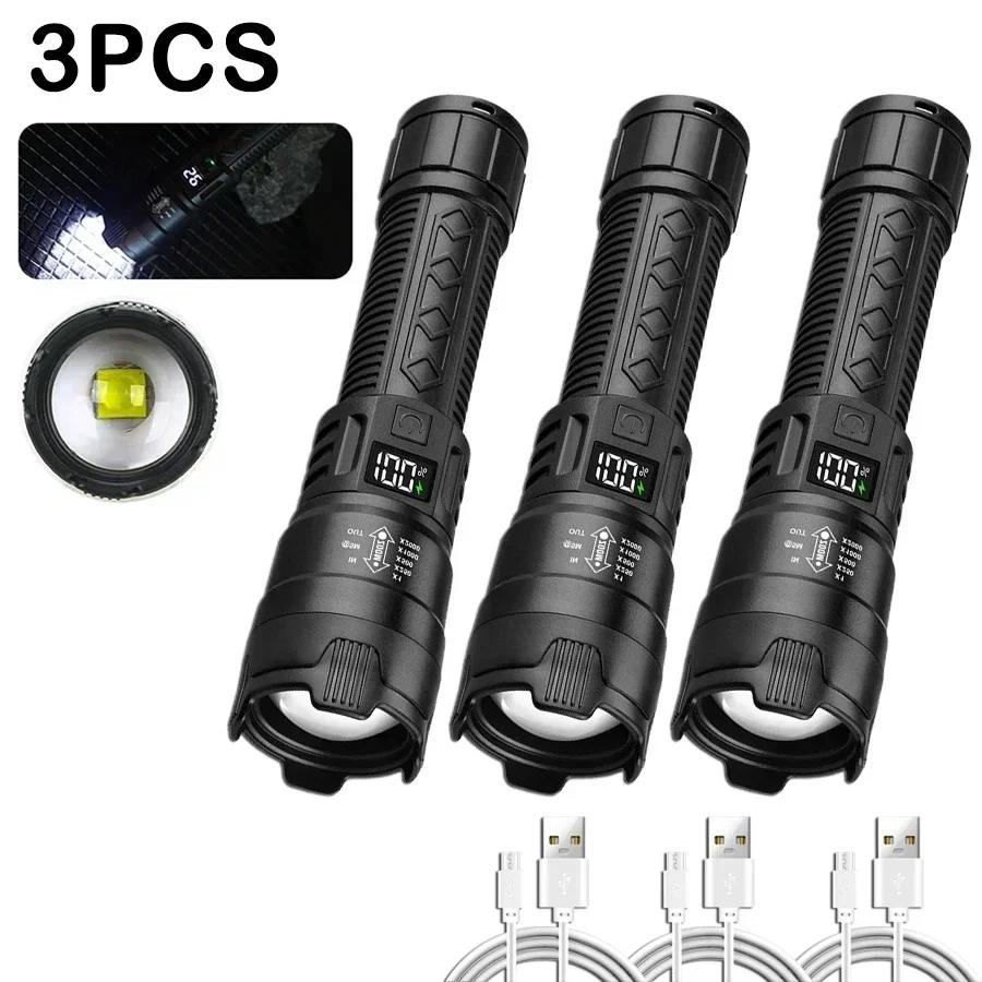 1600000 LM Super Bright Flashlight USB Rechargeable LED Long Range Tactical Torch Outdoor Waterproof Camping Fishing Lantern