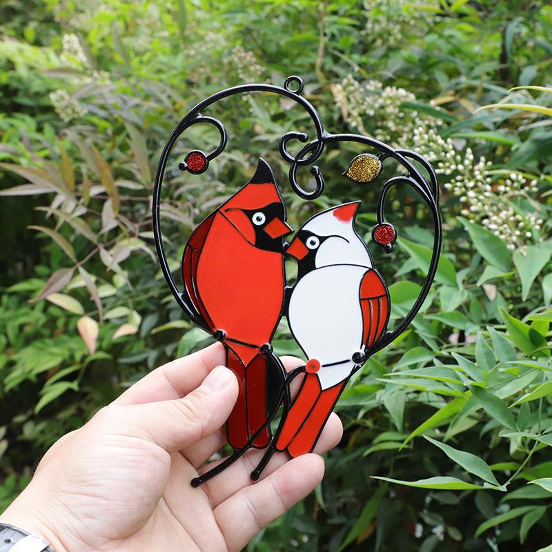 Pendant Mini Stained Bird Glass Window Hangings Acrylic Wall Hanging Colored Birds Decor Room Accessories Scandinavian Decor Mot