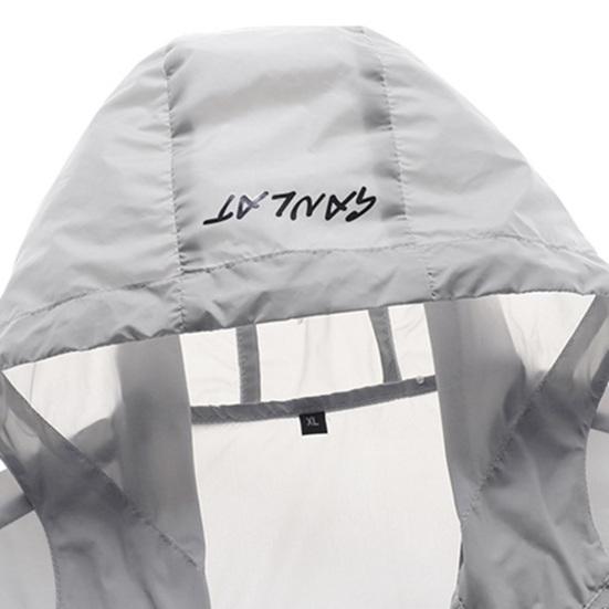 Sun Protection Coat Solid Color Drawstring Summer Relaxed Fit Hood Outdoor Windbreaker for Camping Hiking Fishing Riding