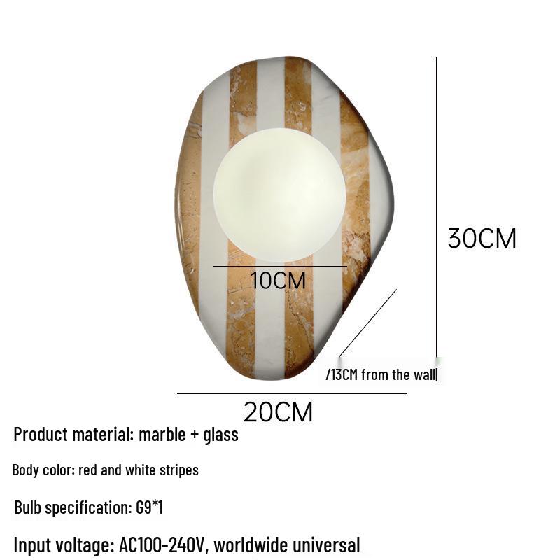 

Lamp with Natural Marble Stripes for Bedroom, Living Room, or Entrance Warm Light