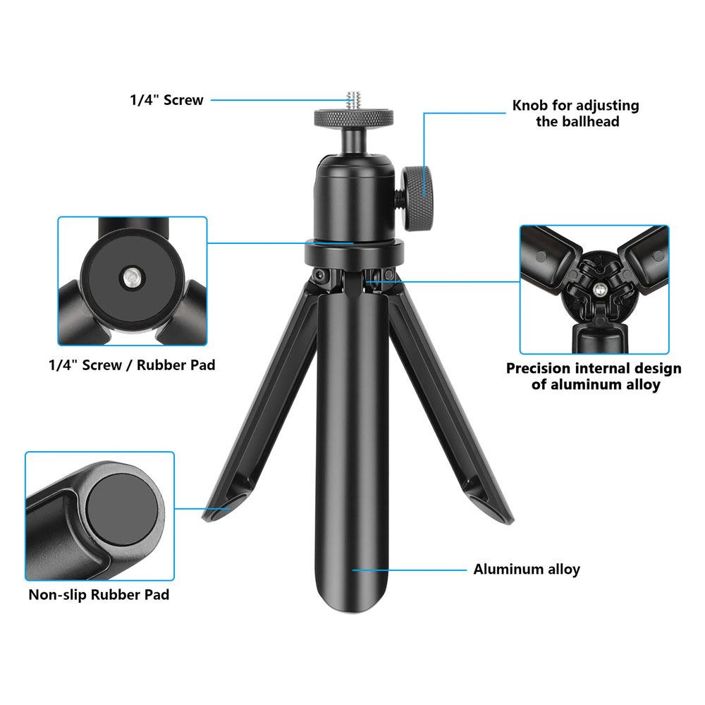 HDRIG Aluminum Desktop Tripod with 360° Rotatable Ball Head for DSLR Cameras and Mobile Phones