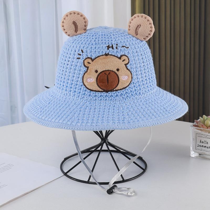 Children'S Sun Protection Hat Summer Cute Bear Ears Bucket Hat Breathable Boys And Girls Basin Hat Cartoon Sun Protection