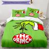 Set copripiumino 3 pezzi (1*Copripiumino + 2*Federe, Senza Nucleo), Set Biancheria da Letto Morbido Stagione Unica con Stampa Grinch, Regalo Decorazione Camera da Letto