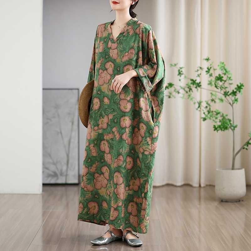New Floral Vacation Style Travel V-Neck Vintage Dresses