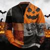 Men's Vintage Halloween Print Half Zip Crewneck Sweatshirt