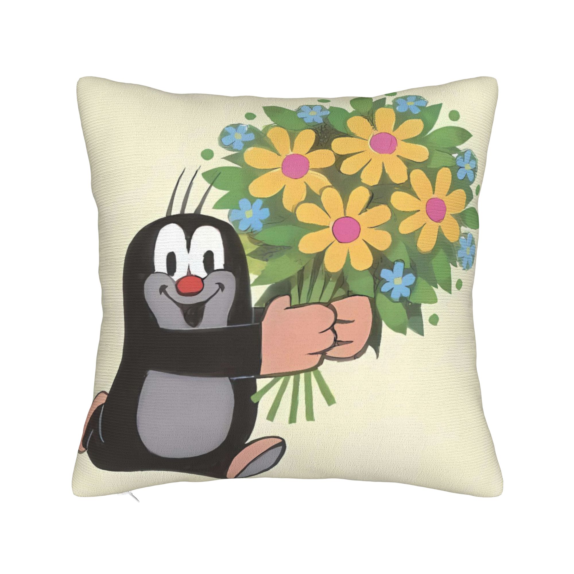 

Pillow Cover The Little Mole Snow Funny Pillow Case For Sofa Car Home Decor Pillowcases 12x12Inch