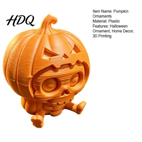 Cute Skull Doll Pumpkin Ornament, Hollow Ghost Face Design, 3D Printed Niche Halloween Tabletop Decor Detailed Layered Figurine, for Desktop