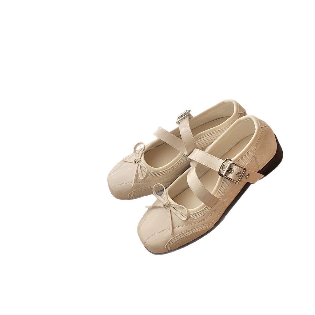 Grape mother, the same style, cross belt, soft bottom, soft surface, one-word buckle belt, thick bottom heightening round head bow single shoes, casu
