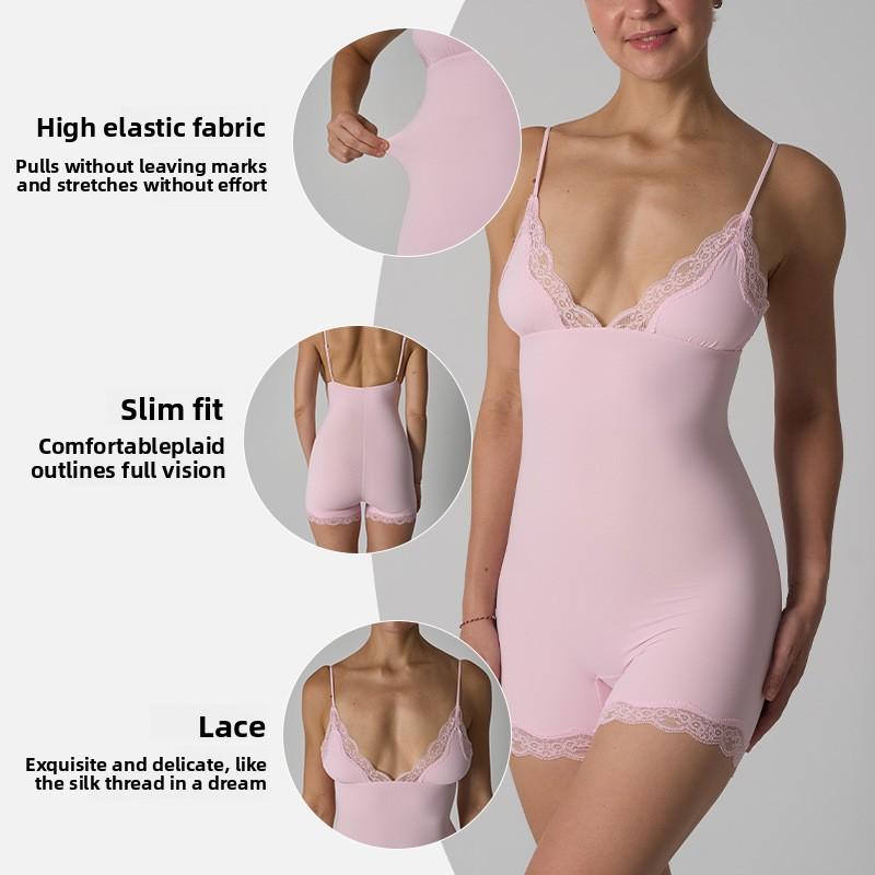 Lace Triangle Cup Bodysuit with Nude-Feel Straps Breathable Innerwear Bodysuit for Women