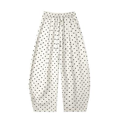 Summer Thin High-waist Loose Lazy Polka Dot Casual Tennis Floor Trousers