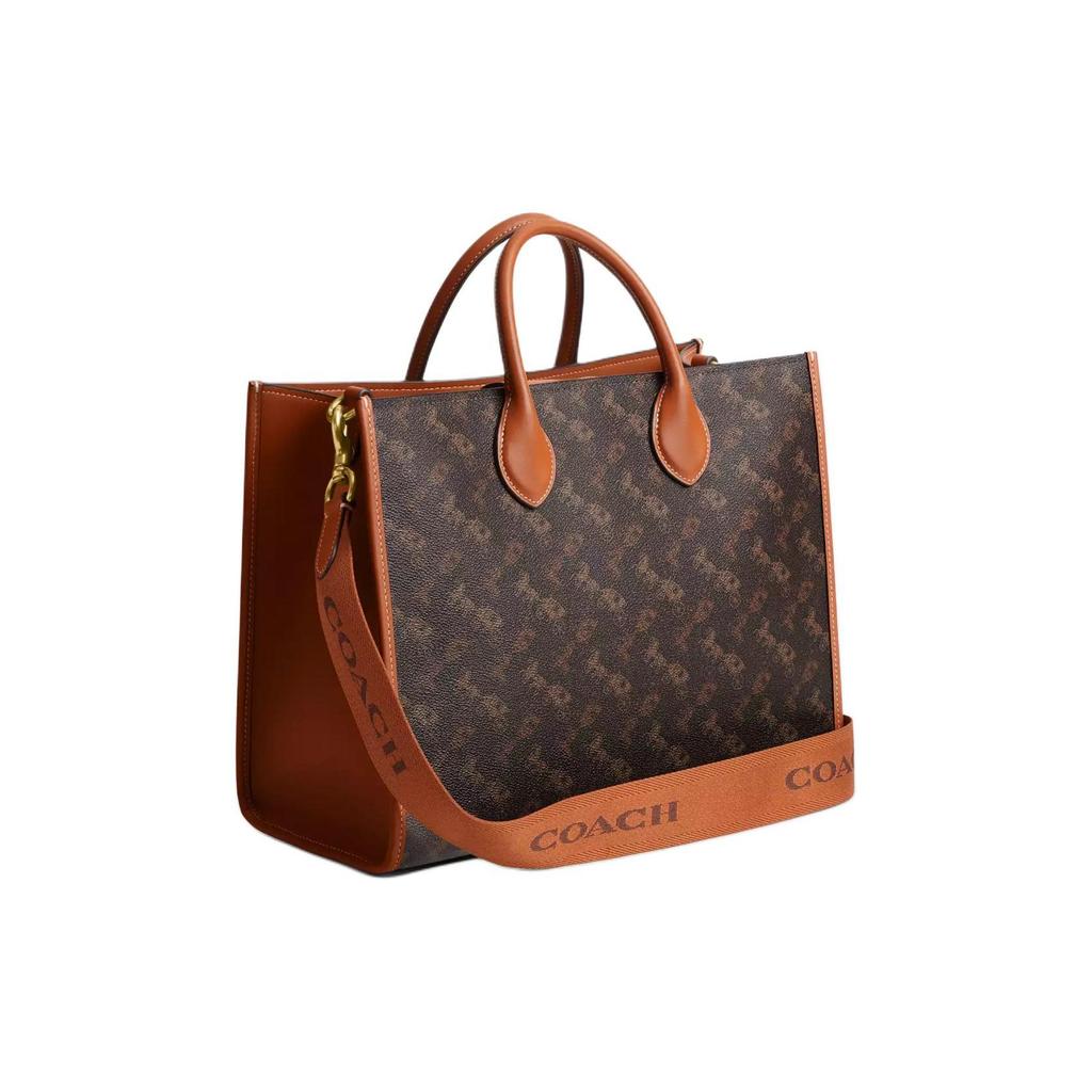 COACH Ace Coated Canvas With Leather Handbag Large Women's Brass Plated Polished Amber Truffle CS252-B4TXN
