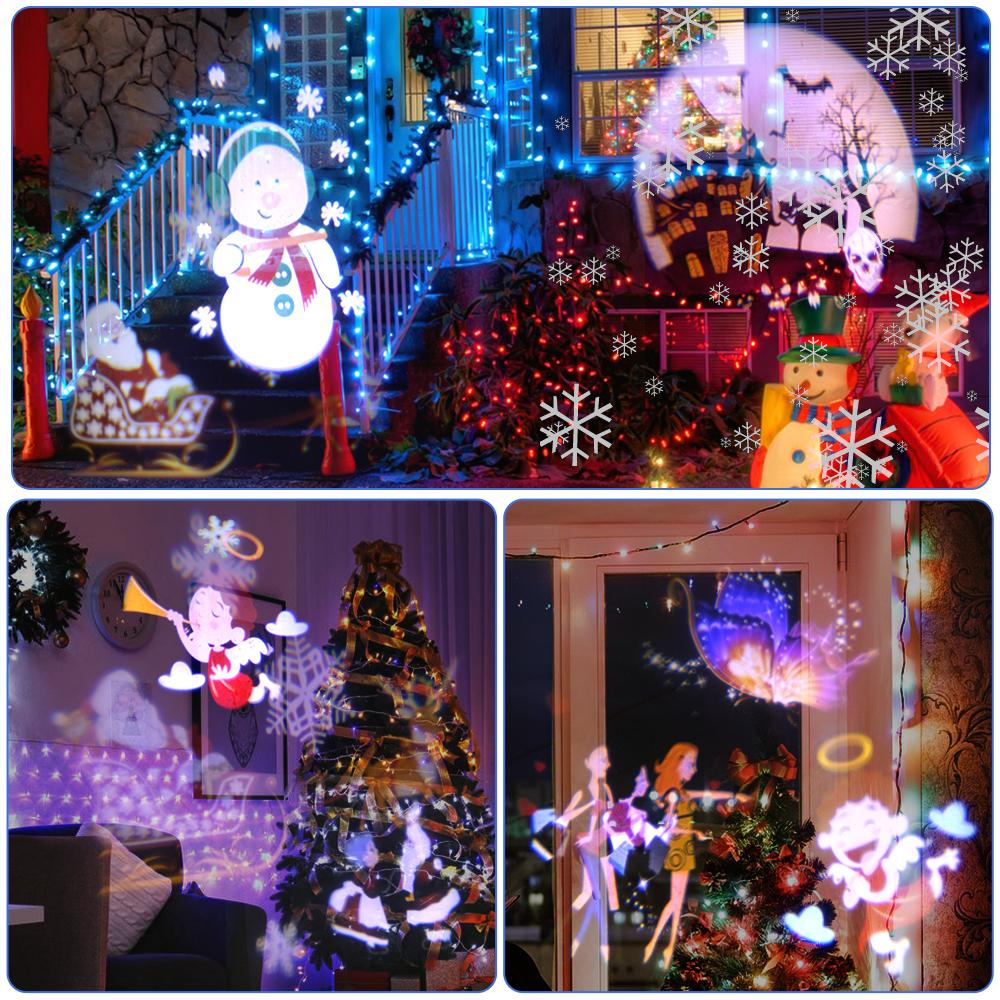 Projecteur LED Noël - Effets Flocons De Neige, Bonhommes De Neige - Pour Décoration Jardin Et Maison - Étanche