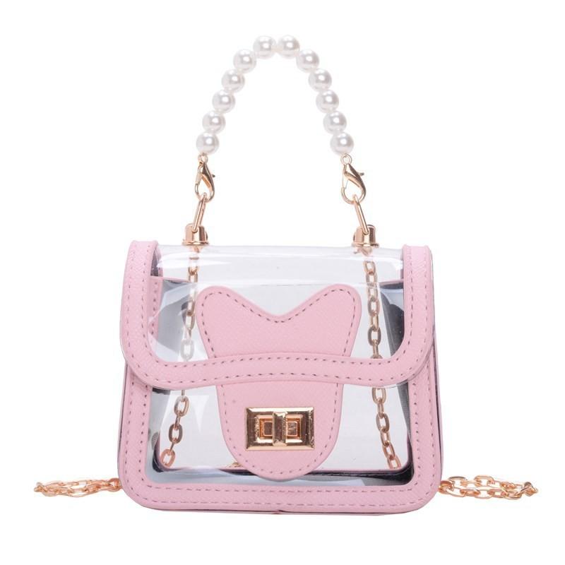 Transparent Handheld Pearl  Handbag Childhood Fun Stitching Single Shoulder