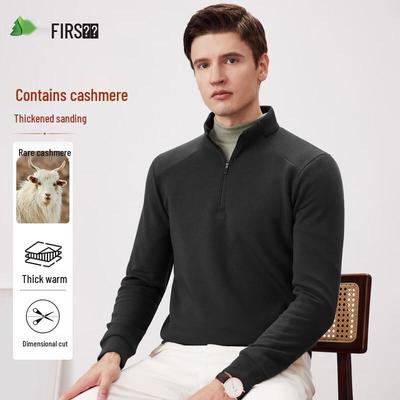 FIRS Men's Cashmere Blend Half-Zip Pullover Sweatshirt